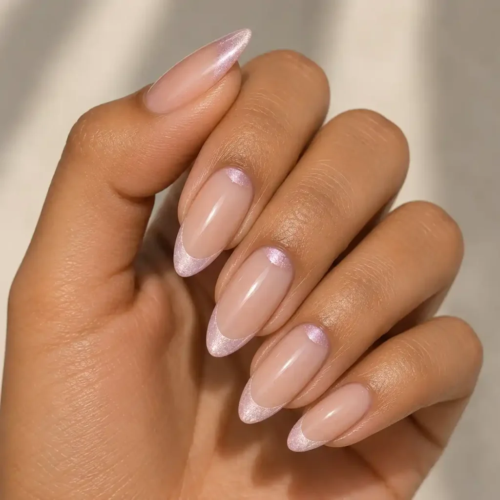 A modern take on the classic French tip. Source: Floss Beauty