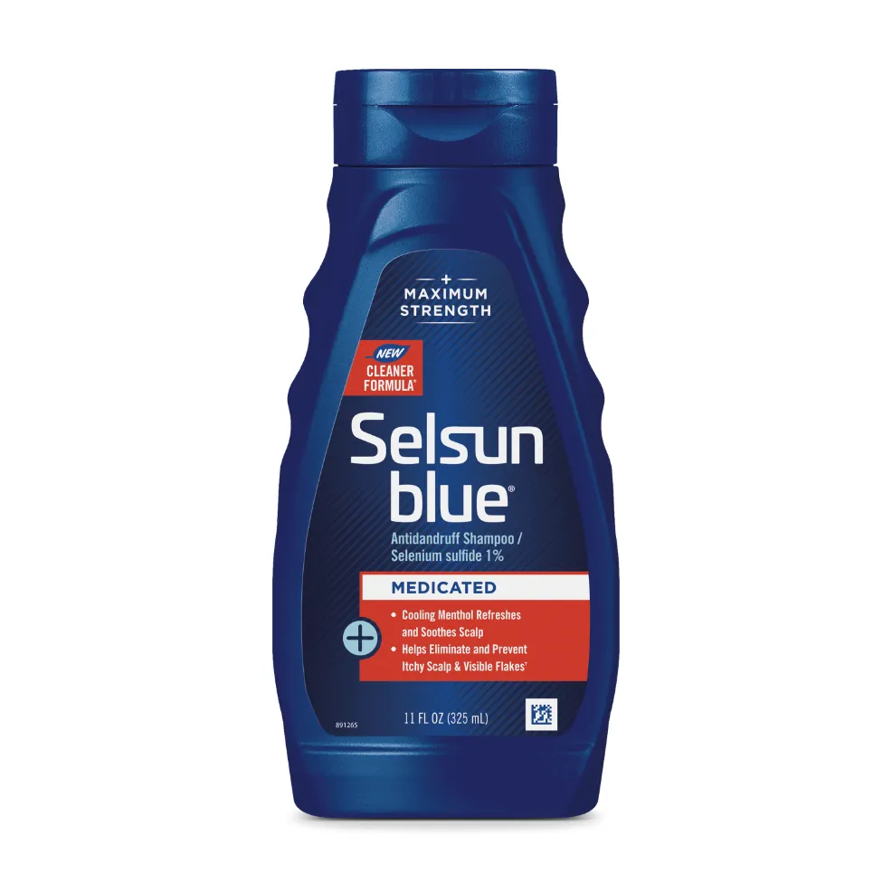 Selsun Suspension anti-dandruff shampoo bottle containing 2.5 percent selenium sulphide.